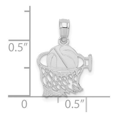 14K White Gold Basketball Net Pendant – view 5