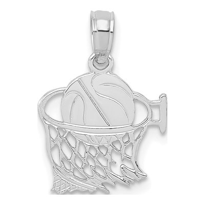 14K White Gold Basketball Net Pendant