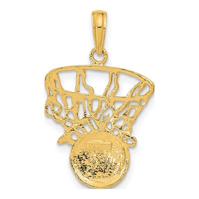 14K Yellow Gold Basketball Net Pendant – view 4