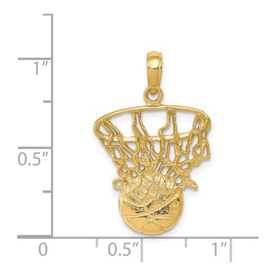 14K Yellow Gold Basketball Net Pendant – view 5