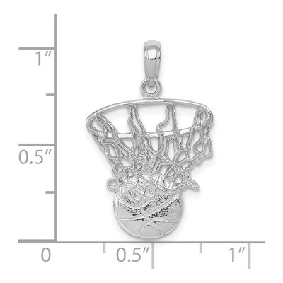 14K White Gold Basketball Net Pendant – view 5