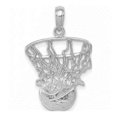 14K White Gold Basketball Net Pendant