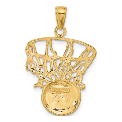 14K Yellow Gold Basketball Net Pendant – view 4