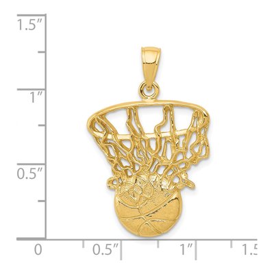 14K Yellow Gold Basketball Net Pendant – view 5