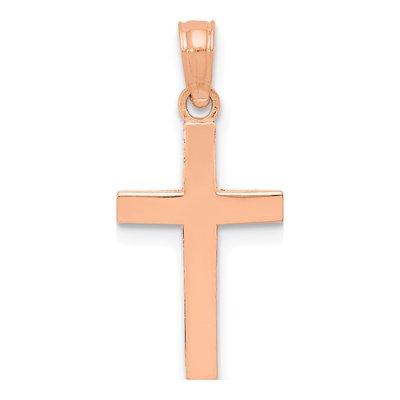 14K Rose Gold Beveled Cross Pendant