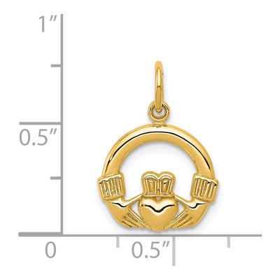 14K Yellow Gold Claddagh Charm Pendant – view 5