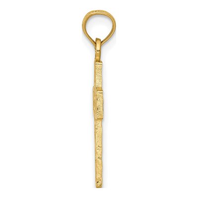 14K Yellow Gold Cut-Out Flower Cross Charm – view 3