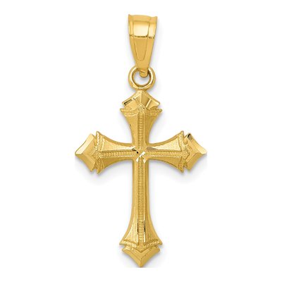 14K Yellow Gold Diamond-Cut Passion Cross Charm