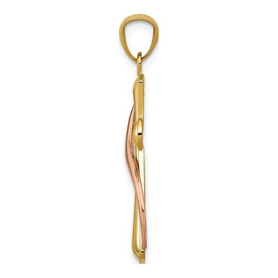 14K Two-Tone Gold Cross Pendant – view 3