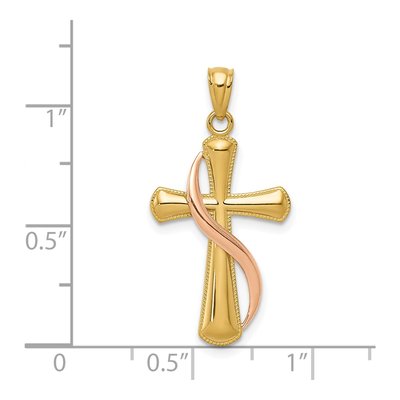 14K Two-Tone Gold Cross Pendant – view 4