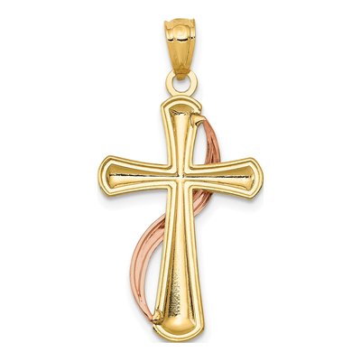 14K Two-Tone Gold Cross Pendant – view 5