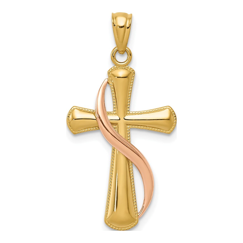 14K Two-Tone Gold Cross Pendant