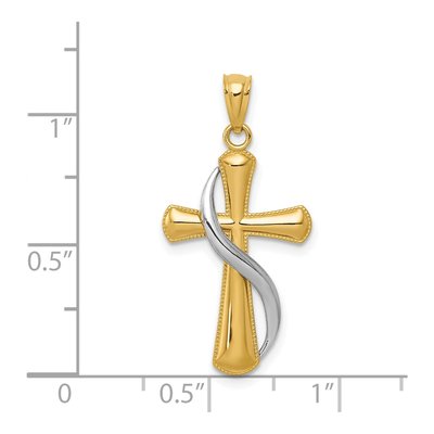 14K Two-Tone Gold Cross Pendant – view 4