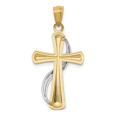 14K Two-Tone Gold Cross Pendant – view 5