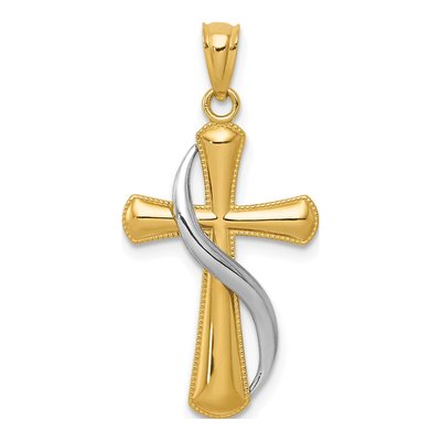 14K Two-Tone Gold Cross Pendant