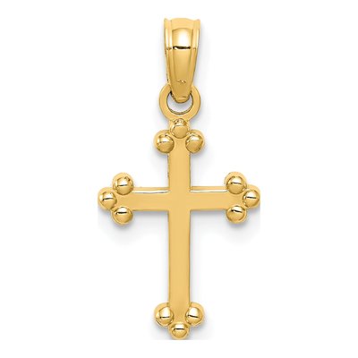 14K Yellow Gold Budded Cross Pendant