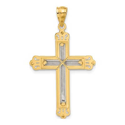 14K Two-Tone Gold Cross Pendant – view 4