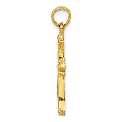 14K Yellow Gold Budded Cross Pendant – view 3
