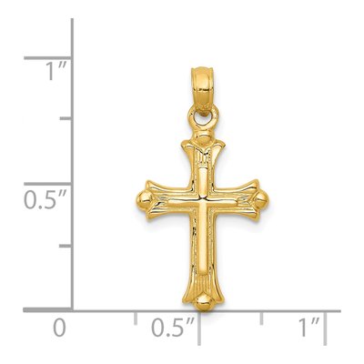 14K Yellow Gold Budded Cross Pendant – view 4