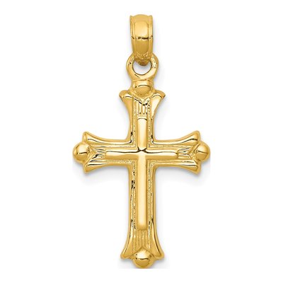 14K Yellow Gold Budded Cross Pendant