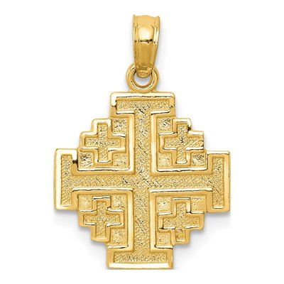 14K Yellow Gold Jerusalem Cross Pendant