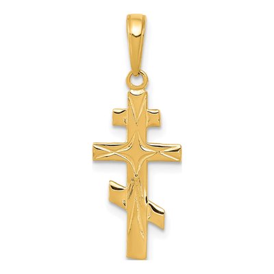 14K Yellow Gold Eastern Orthodox Cross Pendant