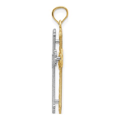 14K Two-Tone Gold Hearts Cross Pendant – view 3