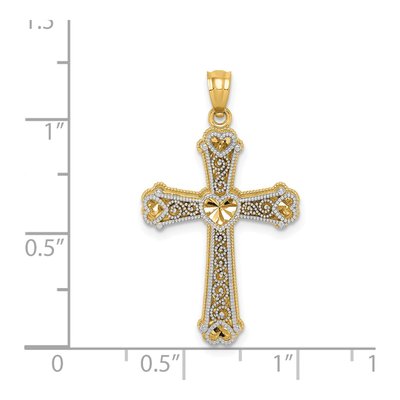 14K Two-Tone Gold Hearts Cross Pendant – view 4
