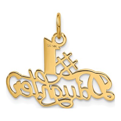 14K Yellow Gold Daughter Number 1 Pendant – view 4