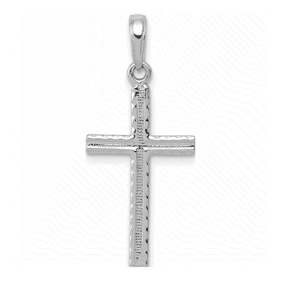 14K White Gold Latin Cross Pendant
