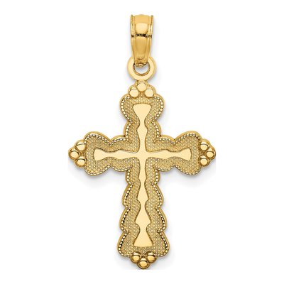 14K Yellow Gold Scalloped Cross Pendant