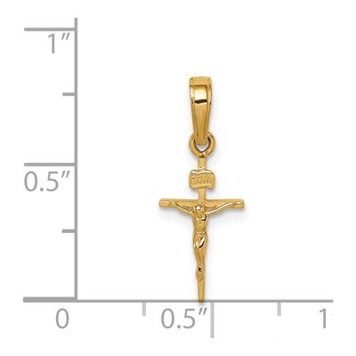 14K Yellow Gold Small INRI Crucifix Pendant – view 4