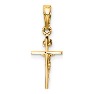 14K Yellow Gold Small INRI Crucifix Pendant – view 5