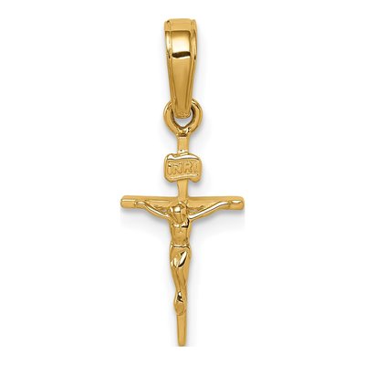 14K Yellow Gold Small INRI Crucifix Pendant
