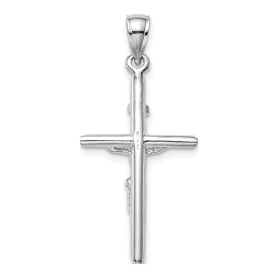 14K White Gold INRI Crucifix Pendant – view 5