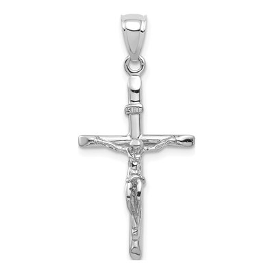 14K White Gold INRI Crucifix Pendant