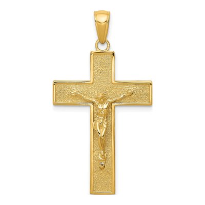 14K Yellow Gold Latin Crucifix Pendant