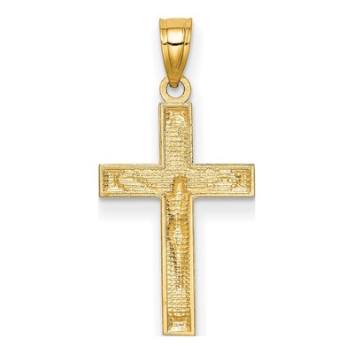 14K Yellow Gold Diamond-Cut Crucifix Pendant – view 5