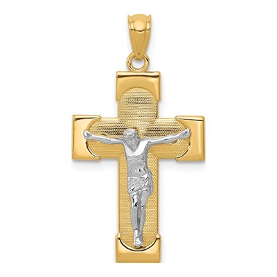 14K Two-Tone Gold Crucifix Pendant