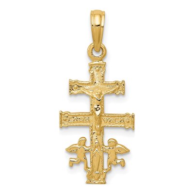 14K Yellow Gold Cara Vaca Crucifix Pendant