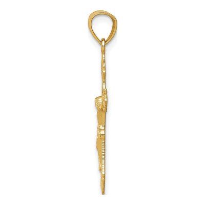 14K Yellow Gold Diamond-Cut Crucifix Pendant – view 3