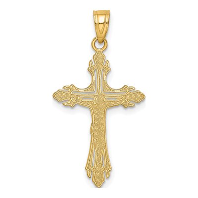 14K Yellow Gold Diamond-Cut Crucifix Pendant – view 5