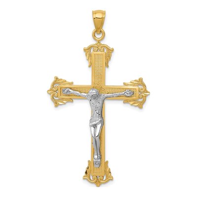 14K Two-Tone Gold Crucifix Pendant
