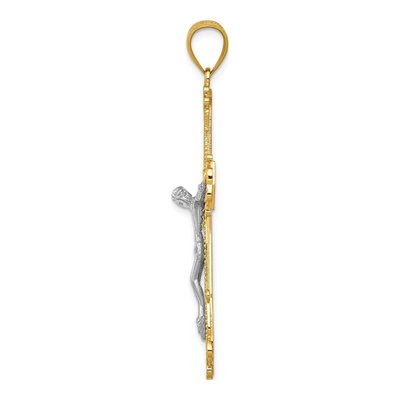 14K Two-Tone Gold Diamond-Cut Crucifix Pendant – view 3