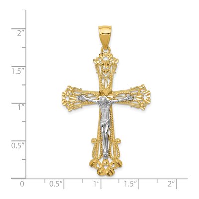14K Two-Tone Gold Diamond-Cut Crucifix Pendant – view 4