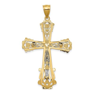 14K Two-Tone Gold Diamond-Cut Crucifix Pendant – view 5