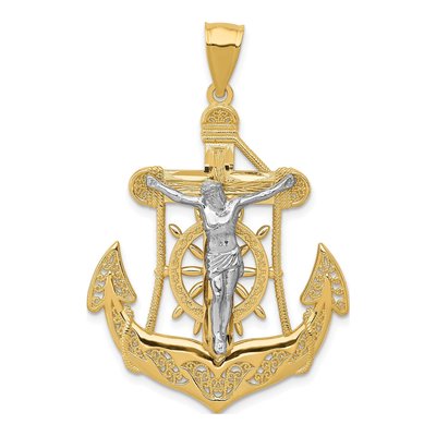 14K Two-Tone Gold Mariner's Crucifix Pendant