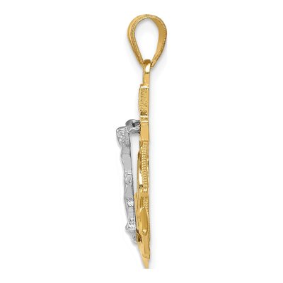 14K Tri-Color Gold Mariners Crucifix Pendant – view 3