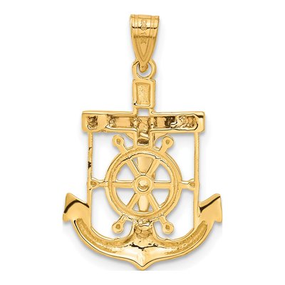 14K Tri-Color Gold Mariners Crucifix Pendant – view 4