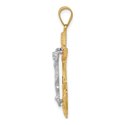 14K Tri-Color Gold Mariners Crucifix Pendant – view 3